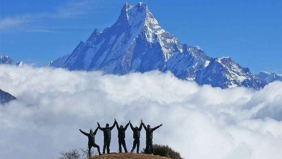 Trekkers Group in Mountain